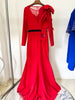 High Street Designer Vestido Women's Long Sleeve Petal Appliques Formal Gown Long Maxi Dress