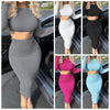 Womens Dress Sets Long Sleeve Crop Tops And Mid Calf Skirt Suit 2PCS Set Slim Office Lady Autumn Suits Clothing Q2418