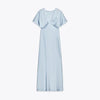 Elegant Printed Satin Long Dress Women Slim Lace Up V-neck Full Sleeve Pleat Dresses Autumn Lady Party Evening Robes