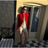 Solid Velvet Women's Jacket Stand Collar Long Sleeve Waist Cinching Coat Chic Spring Autumn Evening Street Wear