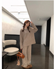 Korean Version of Soft Waxy Lazy Wind Knitting Set Gentle Round Neck Pullover Sweater Wide Leg Pants Two-piece Set Women