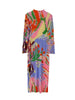 Pleated Print Dress For Women Stand Collar Long Sleeves Slim Style Female Elegant Clothing Spring 2DA4141