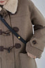 Lamb Wool Collar Duffle Coat Women Long Wool-Like Overcoat Elegant Loose Fit Warm Winter Outerwear Clothing