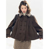 Vintage Coquette 2 Piece Set Women Fur Collar Quilted Wool Coat High Waist Mini Plaid Skirt Fitted Dress Winter Casual Outfit