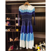 Designed Women's Pleated Dress O-neck Loose Fit Color Block Beaded Long Sleeve Famale Clothing 2DB6598