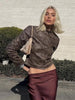 Retro Solid Lace Up Leather Short Jackets Women Chic Lapel V-neck Waist Cinching Cropped Jackets Lady Daily High Street Outwear