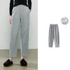 Women Casual Pants Winter Sweatpants Tapered Elastic Waist Split Design Fleece-Lined Warm Trousers