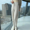 100% Mink Cashmere Knitted Feet Pants Women's Elastic Waist Slim Trousers Warm Joker Radish Pants Autumn Thick Leggings
