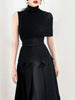 Asymmetric Knitted Patchwork Belt Waist Long Women's Evening Party Dresses Spring 35Z2228