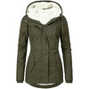 Women Hooded Zipper Coats Winter Warm Thick Fleece Jackets Solid Casual Fit Pockets Parkas Ladies Hooded Hooded Outwear