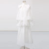 Loose Minimalist Elegant Dresses For Women High Neck Half Sleeves Patchwork Folds Elegant Dress Female Clothing