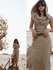 2 Pieces Set Women's Jacquard Knit Hooded Dress+Oversleeves Sets Desert Holiday Travel Wear Sand Dune Wasteland Style Dresses
