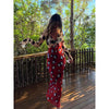Contrast Polka Dot Sheer Short Dress Women Chic Lapel V-neck Long Flare Sleeves With Wrap Tie Dresses Layered Daily Ootd Styling