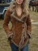 Women's Suede Fur Collar Coat Western Pocket Autumn And Winter Warm Coat Outdoor Windproof Slim Fit Windbreaker
