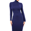 Winter Black Turtleneck Sexy Women Dress Autumn Long Sleeve Skinny Midi Boydcon Casual Blue Plush Knee-Length Party