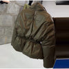 Elegant Cotton Warm Women's Jacket Autumn Winter Loose Full Sleeve Zipper Stand Collar Thicken Coats Waist Outwear Lady