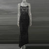 Sexy Mesh See Through Slim Evening Party Dresses Fall Winter Strap Christmas Outfits Glitter Diamond Long Dress for Women