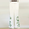 High Street Designer Suit Set Women's Loose Style Long Sleeve Beaded Blouse Tops Flare Pants