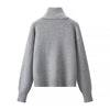 Casual Women's Cardigan Sweater Turtleneck Zippers Full Sleeve Button Decoration Lady Coats Autumn Female Knitwear