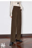 Women Casual Pants Autumn and Winter Mid Waist Workwear Style Straight Woolen Pants