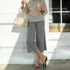 Women y2k Striped Low Rise Gaucho Pants Foldover Wide Leg Capris Palazzo Yoga Pants Flowy Cropped Culottes Lounge Bottoms
