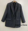Woman 2025FW Grey Herringbone Wool Blazer Lapel Collar with Letters Embroidered Front Buttons Sides Pockets Long Sleeved Suits