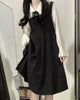 Dress Sets Women Peter Pan Collar Flared Sleeve Shirt + Square Collar Japanese Dress Two-piece Suit Girl