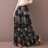 Women Floral Print Wide Leg Pants Spring Autumn Drawstring Bohemia Trousers Ladies Casual Loose Elastic Waist Pantalon