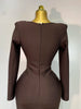 Women Sexy Sparkly Beading Bandage Dress Long Sleeve Bodycon Celebrity Party Elegant Evening Club Pary Dresses