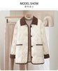 Female Padded Jacket Korean Loose Flip Collar Corduroy Diamond Grid Jacket Women Winter Short Lightweight Cotton Coat