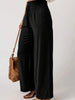 Plus Size Women Casual Wide Legs Pants Elegant Office Lady Loose Solid High Waist Trousers