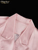 Loose Pink Satin Women's Two Pieces Set Elegant Long Sleeve Blazer With High Waist Maxi Skirt Set Female