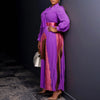 Elegant Women Wraped Bow Neck Long Sleeve with Sashes Maxi Long Dress Chic Sexy Party Prom Big Swing Pleated Dresses