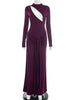 Hollow Out Long Sleeve Sexy Maxi Dress Women Gown Elegant O Neck Draped Ruched Bodycon Club Party Long Dress