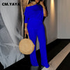 Women's Set Full Sleeve Skew collar T-shirt + Wide Leg Pants Suit Fall Winter Fitness Two 2 Piece Sets Outfits