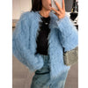 Women Autumn Furry Sweater Coat Single Button Design Knitted Warm Coat Thick Cardigans Clothes Tops For Women Sweater
