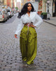 Women detachable pocket Zipper Fly Loose Wide Leg Pants Cargo Streetwear Safari Style Trousers