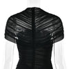 Patchwork Sexy Hollow Out Sheer Mesh Women Maxi Dress Turtleneck Ruched Dress Spring Slim Elegant Party Evening Dress