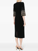 High Street Designer Vestido Women's Formal Half Sleeve Rhinestone Diamonds Beaded Midi Dress