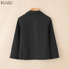 Women's Casual Lapel Neck Jackets 3/4 Sleeves Solid Color Button Up Lightweight Coats Spring Office Wear Woman Outerwear