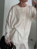 Women's Satin Short Dress Patchwork Lace Trim Crew Neck Long Sleeve Loose Dresses Spring Lady Casual Daily Chic Streetwear