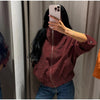 Solid Faux Suede Jackets Women's Stand Collar Full Sleeves Zip Cropped Coat Autumn Winter Lady Casual Outerwear