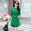 2026Spring Autumn Windbreaker Coat Women Slim Mid Long Lace Trench Coat Female Casual Double-breasted Outerwear Tops