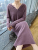 100%Pure Mink Cashmere Knitted Dress Ladies Hooded Collar Large Size Long Skirt Casual High Waist Hooded Skirts Autumn Dress