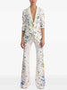 High Street Designer Runway Suit Set Women's Brilliant Digital Printed Jacket Flare Pants Suit 2pcs