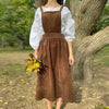 Retro Women's Corduroy Dress Square Neck Casual Medieval Dresses Vestidos Para Mujer