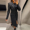 Office Lady Blazer Jacket Shoulder Pad Long Sleeve Lapel Female Coat Spring Button Pocket Lady Commuting Outwear