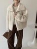 Faux Lambs Women Jacket Y2K Autumn Plush Thick Zipper Warm Coats Streetwear Long Sleeve All Match Hairy Outerwear
