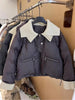 Women Coffee Black Short Parkas Thicken Warm Long Sleeve Lapel Cotton Padded Coat Vintage Winter Student Jacket Streetwear