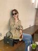 Women's Vintage Trench Coat Jacket with Belt Double Breasted Short Slim Windbreaker